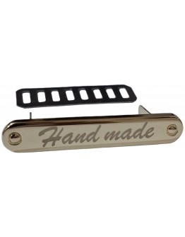 Шильдик с гравировкой HAND MADE, сплав цинка (золотистый), 44х8мм