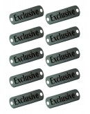 Набор шильдиков матовых из нержавеющей стали AISI304, размер 25х8х0,8 мм с гравировкой EXCLUSIVE (10 шт.)