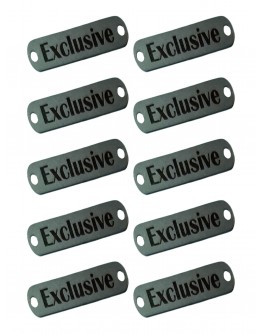 Набор шильдиков матовых из нержавеющей стали AISI304, размер 25х8х0,8 мм с гравировкой EXCLUSIVE (10 шт.)