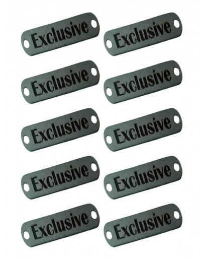 Набор шильдиков матовых из нержавеющей стали AISI304, размер 25х8х0,8 мм с гравировкой EXCLUSIVE (10 шт.)