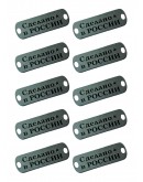 Набор шильдиков матовых из нержавеющей стали AISI304, размер 25х8х0,8 мм с гравировкой СДЕЛАНО В РОССИИ (10 шт.)