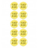 Набор шильдиков круглых из латуни марки Л63, диаметр 15х0,8 мм с гравировкой HAND MADE (10 шт.)
