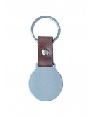 Жетон круглый из нержавеющей стали AISI304 с ремешком из натуральной кожи и кольцом, диаметр 35 мм 