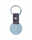 Жетон круглый из нержавеющей стали AISI304 с ремешком из натуральной кожи и кольцом, диаметр 35 мм 